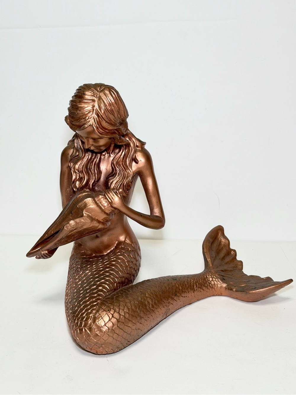 12” Copper Bronze Mermaid Statue Figurine Home Art Sculpture